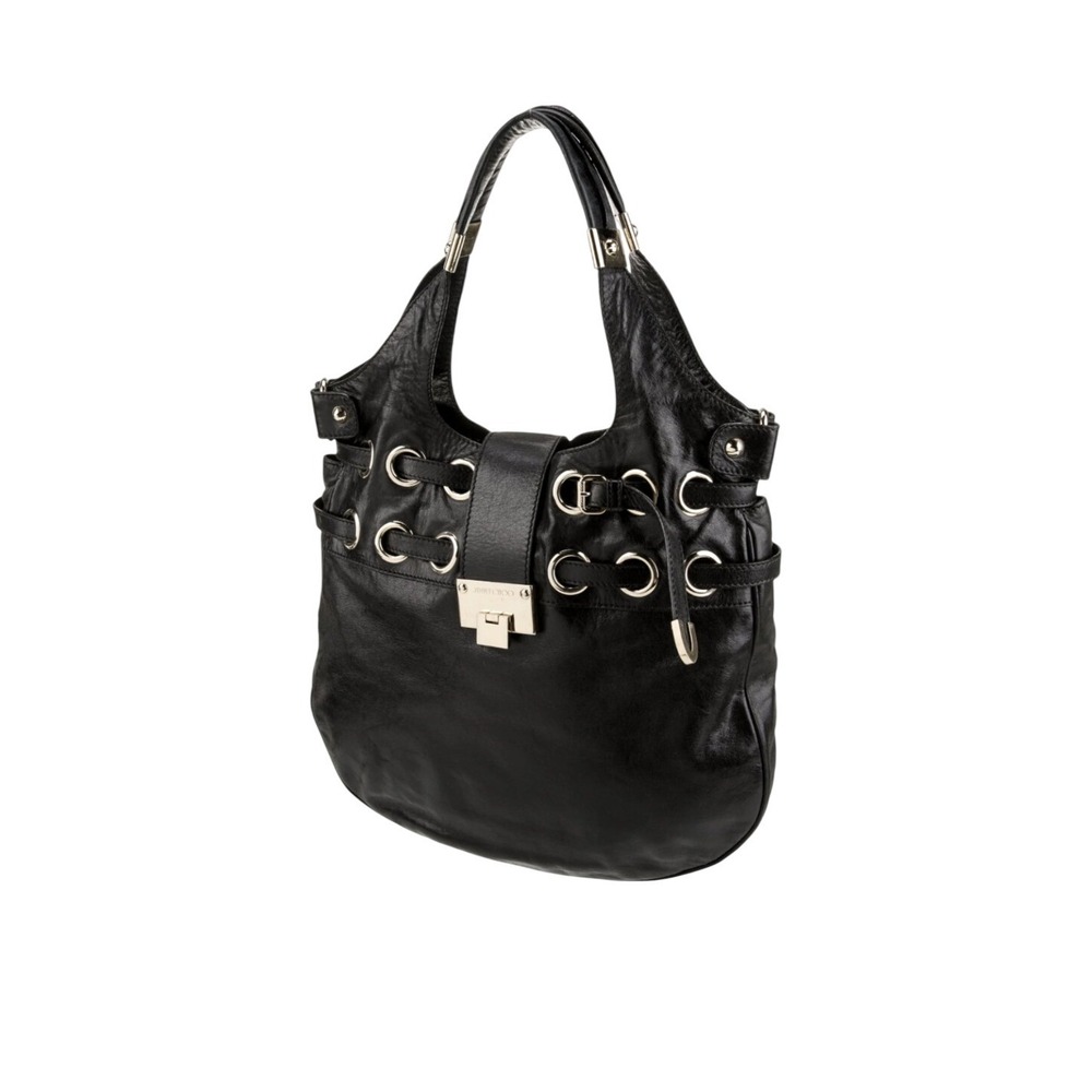 Jimmy Choo Ramona Bag Womens Large Brown Excellent Leather Grommet Flip Lock